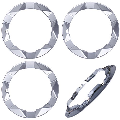 OxGord Trim Rings for 2004-2009 Toyota Prius (Pack of 4) 15 Inch Wheel Hub Silver Beauty Ring Covers