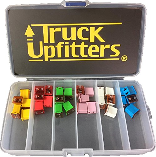 Truck Upfitters 30 pc Automotive LOW PROFILE JCASE Box Shaped Fuse Kit for Foreign and Domestic Pickup Trucks, Cars and SUVs
