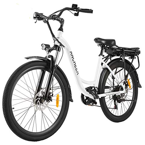 26' Electric City Bike, Removable 12.5Ah Lithium-ion Battery Pack Integrated with Frame, 35 Miles Range and Dual Disc Brakes Alloy Electric Bicycle