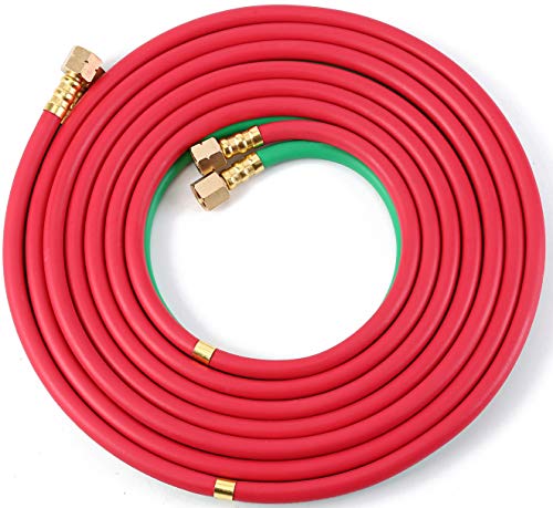 OASD 100FT Twin Welding Hose R Grade 3/16' ID, Oxy-Acetylene Hose Grade R Welding Hose Cutting Torch Hoses for Gas Welding and Cutting Equipment, Welding Machine, B B 9/16-18 Size Fittings R100 X 3/16
