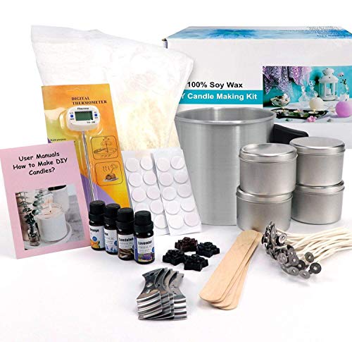 Candle Making Kit – Easy to Make Colored Candle Soy Wax Kit Include Wax, Rich Scents, Dyes, Wicks, Tins & More