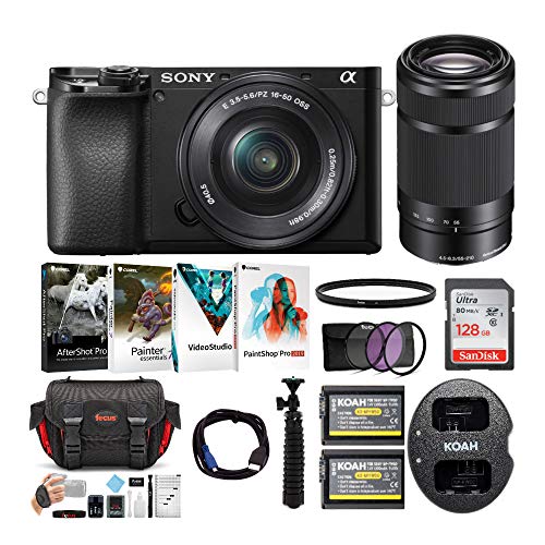 Sony Alpha a6100 APS-C Mirrorless Interchangeable-Lens Camera with 16-50mm and 55-210 Lens Bundle (9 Items)