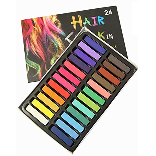 24 Colors Hair Chalk Set for Kids and Pets Dog Hair Dye,Washable Hair Dye Art Gift for Kids Holloween party, and Birthday Party Easter Party& Cosplay