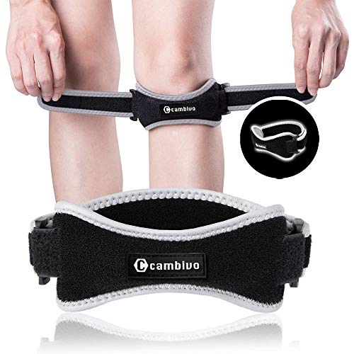 CAMBIVO 2 Pack Wide Patella Knee Strap, Patellar Tendon Support Band, Adjustable Knee Brace for Arthritis, ACL, Running, Basketball, Meniscus Tear, Sports, Hiking, Soccer, Squats (Light Black)