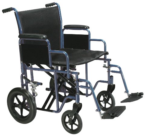 Drive Medical Bariatric Heavy Duty Transport Wheelchair | Swing-Away Footrest with 20-Inch seat | Blue