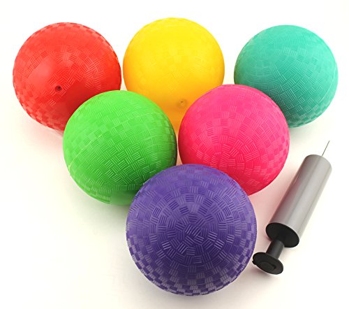 Ifavor123 5 inches Multi Color Mini Dodgeball Kickball Hand Pump Playballs - 6 Pack