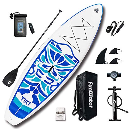 FunWater Inflatable 10'6×33'×6' Ultra-Light (17.6lbs) SUP for All Skill Levels Everything Included with Stand Up Paddle Board, Adj Floating Paddles, Pump, ISUP Travel Backpack, Leash,Waterproof Bag,