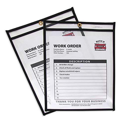 C-Line Stitched Shop Ticket Holders, Both Sides Clear, 9 x 12 Inches, 25 per Box (46912)