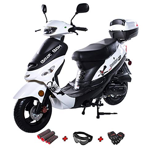 X-PRO 50cc Moped Scooter Gas Moped 50cc Scooter Street Bike (White)