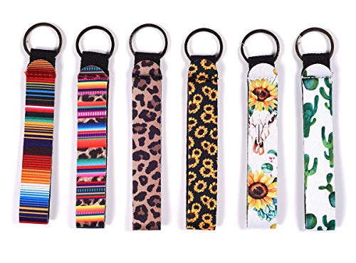 koboome Neoprene Wristlet Keychain,Hand Wrist Lanyard Keychain,6 Pack