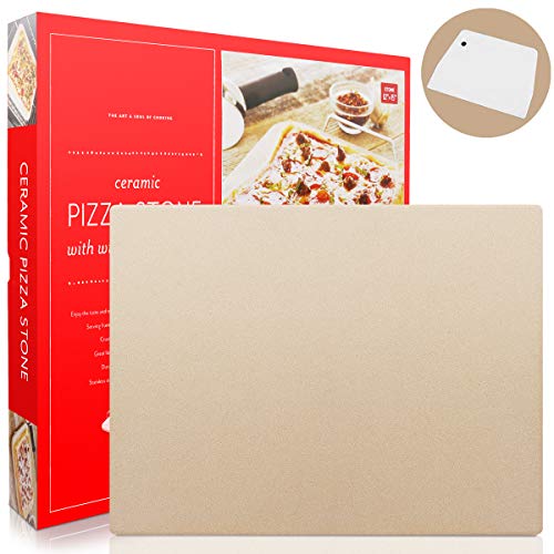 Pizza Stone, Heavy Duty Cordierite Pizza Grilling Stone, Baking Stone, Pizza Pan, Perfect for Oven, BBQ and Grill, Thermal Shock Resistant, Durable and Safe, 15x12 Inch Rectangular