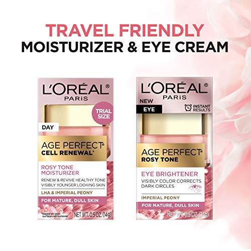 L'Oreal Paris Skin Care Age Perfect Rosy Tone Eye Brightener & Travel Size Face Moisturizer Anti-Aging Skin Care Set, 1 Kit