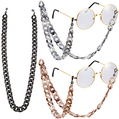 3 Piece Acrylic Eyeglass Chain Sunglasses Chain Twist Link Marble Texture Sunglasses Holder Eyewear Retainer Strap Eyeglass Lanyard