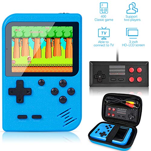 Retro Handheld Game Console With Protector Case, 400 Free Classical FC Games Support for Connecting TV & Two Players, Portable Video Game Gifts for Adults & Kids 8-12 90s Retro Toys