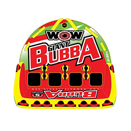 WOW World of Watersports, Big Bubba Hi Visibility Towable Tube Deck Seat, Front and Back Tow Points, 1-4 Riders