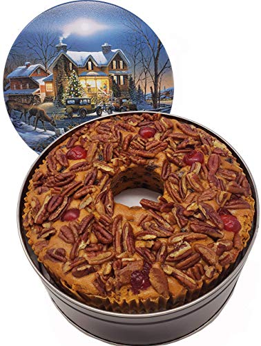 Jane Parker Classic Light Fruit Cake 48 ounce (3 Lbs.) Fruitcake Ring in a Collectible Decorative Holiday Tin