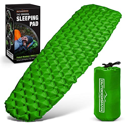 Outdoorsman Lab - Backpacking Sleeping Pad - Ultralight Inflatable Sleeping Mat, Ultimate for Camping, Hiking - Airpad, Inflating Bag, Carry Bag, Repair Kit - Compact & Lightweight Air Mattress