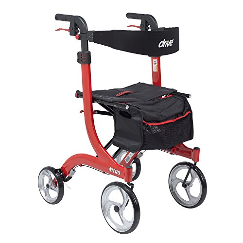 Drive Medical RTL10266-T Nitro Euro Style Rollator Walker, Tall Height, Red