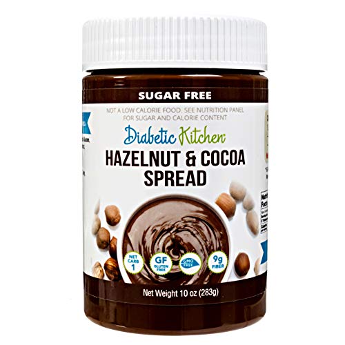 Diabetic Kitchen Sugar Free Hazelnut Chocolate Spread - Keto Friendly 1 Net Carb - No Erythritol or Sugar Alcohols - 9g Fiber Non-GMO