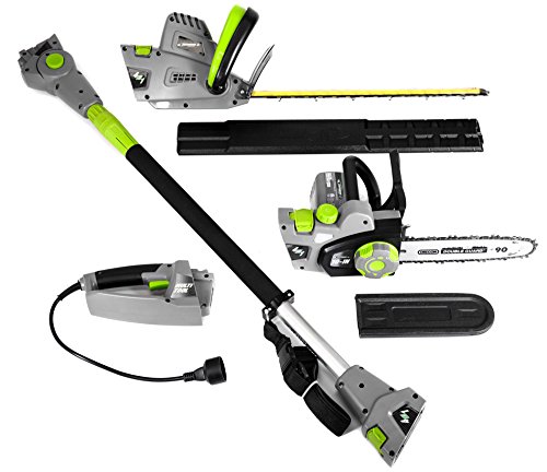 Earthwise CVP41810 7 10' Handheld Saw-4.5 Amp 17' Pole Hedge Trimmer 4-in-1 Multi Tool, Grey