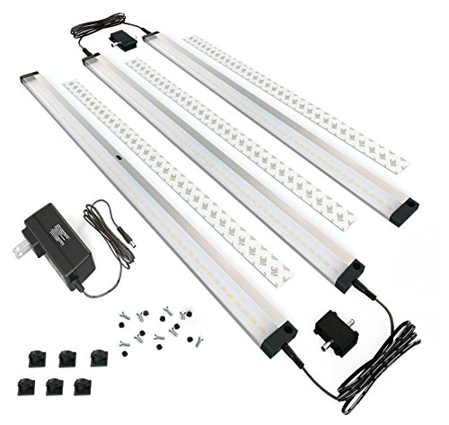 EShine 3 Extra Long 20 inch Panels LED Dimmable Under Cabinet Lighting Kit, Hand Wave Activated - Touchless Dimming Control, Cool White (6000K)