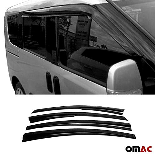 OMAC Front & Rear Side Door Window Smoke Air Rain Ventvisor Wind Deflector Guard Window Visors 2 Pcs for Dodge Ram Promaster City 2015-2020