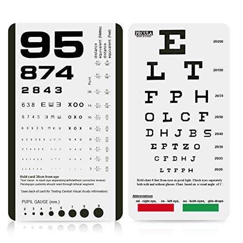 Eye Chart, Pocket Eye Chart, Snellen Pocket Eye Chart, Rosenbaum Pocket Eye Chart (2 in 1)