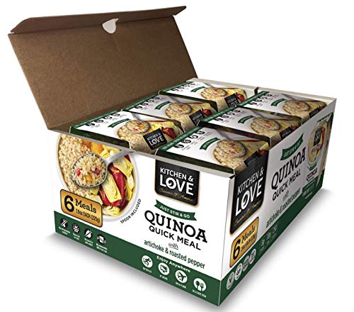 Kitchen & Love Artichoke & Roasted Peppers Quinoa Quick Meal 6-Pack | Vegan, Gluten-Free, Ready-to-Eat, No Refrigeration Required