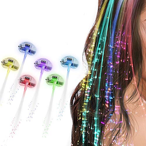 Topist LED Lights Hair, Light-Up Fiber Optic LED Hair Barrettes Party Favors for Party, Bar Dancing Hairpin, Hair Clip, Multicolor Flash Barrettes Clip Braid, 12 Pack