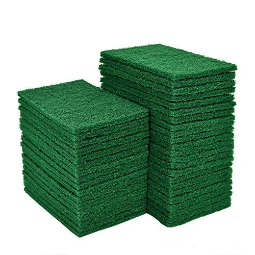 YoleShy Scouring Pad,40 Pcs Dish Scrubber Scouring Pads,4.5 x 6 inch Green Reusable Household Scrub Pads for Dishes, Kitchen Scrubbers & Metal Grills