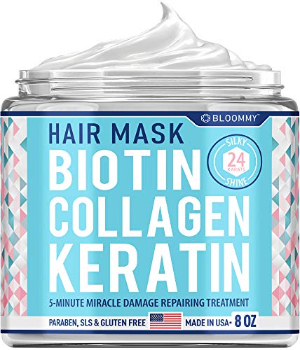 Biotin Collagen Keratin Treatment - Made in USA - Natural Keratin Treatment for Dry & Damaged Hair - Hair Mask with Collagen Hair Vitamin Complex for Best Hair Repair & Nourishment - 8 oz