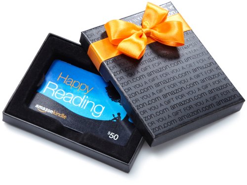 Amazon.com $50 Gift Card in a Black Gift Box (Amazon Kindle Card Design)