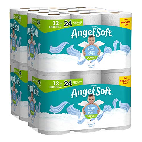 Angel Soft Toilet Paper, Linen Scent, Double Rolls, Bath Tissue, 12 Count of 214 Sheets Per Roll, Pack of 4, White (79373)