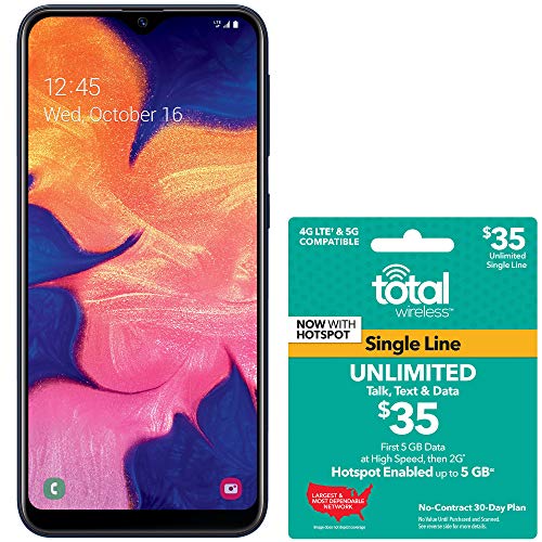 Total Wireless Samsung Galaxy A10e 4G LTE Prepaid Smartphone (Locked) - Black - 32GB - SIM Card Included - CDMA - with $35 Airtime Bundle