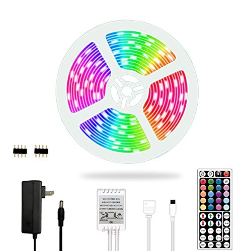 LED Strip Lights 16.4ft/5m RGB 20 Color Changing Strip Tape Lights 150 LED 5050 Strip Rope Light with 44 Keys Remote Control Dimmable for Home TV Kitchen DIY Decoration