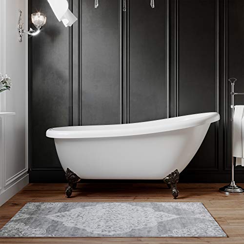 Freestanding 67' Acrylic Slipper Bathtub with NO Faucet Holes & Oil Rubbed Bronze Feet-'Miller'