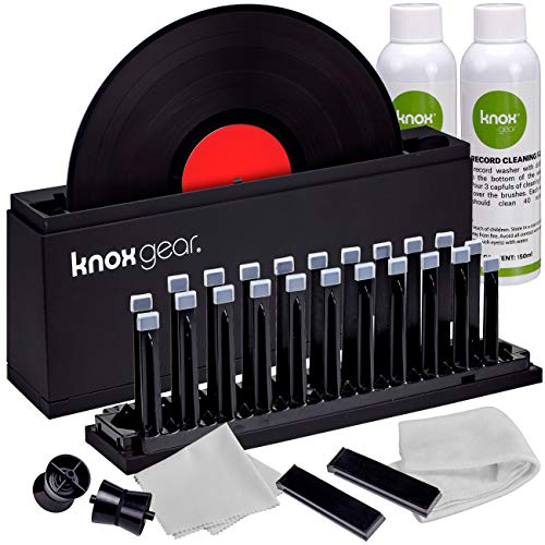 Knox Vinyl Record Cleaner Spin Kit – Washer Basin, Air Drying Rack, Cleaning Fluid, Brushes and Rollers Dryer and Microfiber Cloths – Washes and Dries 7”, 10” and 12” Discs