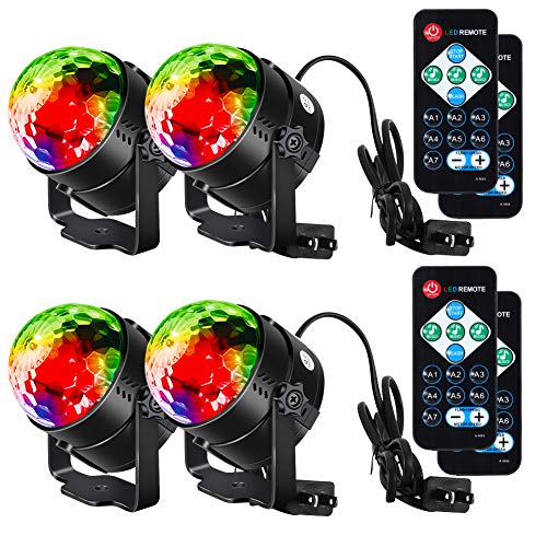 Litake Party Lights Disco Ball Strobe Light Disco Lights, 7 Colors Sound Activated with Remote Control Dj Lights Stage Light for Festival Bar Club Party Wedding Show Home-4 Pack