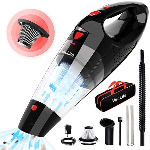 VacLife Handheld Vacuum Cordless, Hand Vacuum Cordless with High Power, Portable Vacuum Cleaner Powered by Li-ion Battery Rechargeable Quick Charge Tech, for Home and Car Cleaning, Black & Red