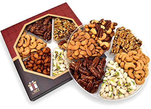 Holiday Gift Nut Tray Basket, Roasted Nut Variety Fresh Assortment Tray, Gourmet Food