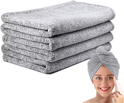 Ultra-Fine Microfiber Hair Drying Towels 44 x 24.5 Inches Thicken Lengthen - Simone&Jerry Original Magic Instant Hair Dry Wrap for Women Super Absorbent Quick-Drying Hair Towel,1 Grey