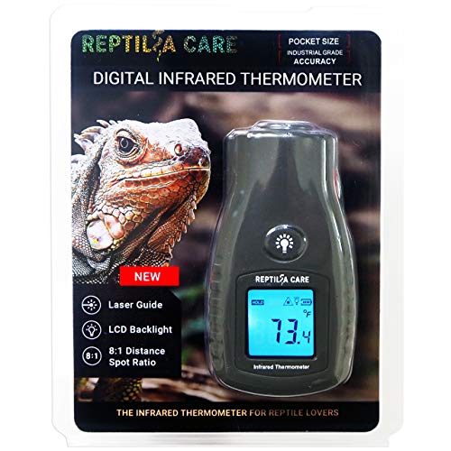 Reptilia Care Digital Infrared Thermometer for Reptiles, Terrarium Thermometer, Digital Reptile Thermometer Temperature Gun, Reptile Equipment for Reptile Habitat, Black