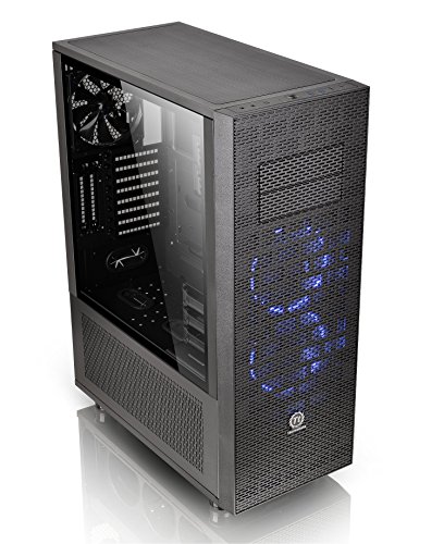 Thermaltake Core X71 Tempered Glass Edition SPCC ATX Full Tower Tt LCS Certified Gaming Computer Case with 2 140 Blue Front Fan + 1 140 Black Rear Fan Pre-Installed CA-1F8-00M1WN-02