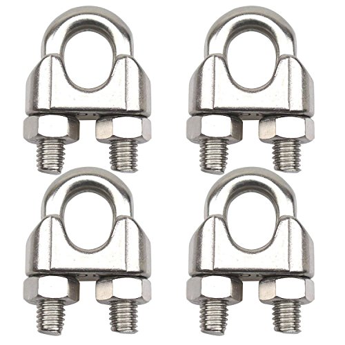 DYWISHKEY Pack of 4, 3/8 Inch M10 Stainless Steel Wire Rope Cable Clip Clamp