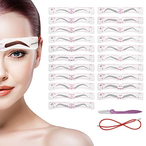 Eyebrow Stencil, Reusable Eyebrow Shaper Stencils, 21 Fashionable Styles Elaborate Eyebrow Templates, Include Thick and Thin Eyebrow Types Template, Quick Makeup Tools For Eyebrow