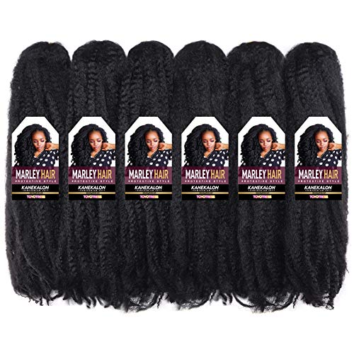 Toyotress Marley Hair For Twists 18 Inch 6packs Long Afro Marley Braid Hair Synthetic Fiber Marley Braiding Hair Extensions (18', 1B)