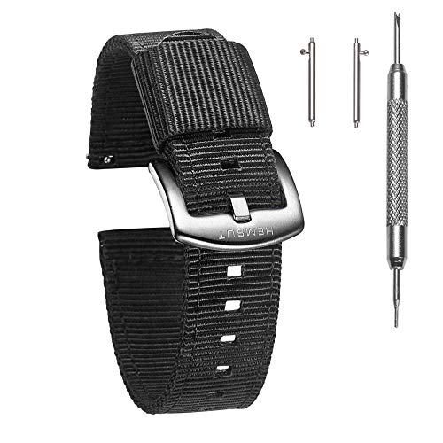 Torbollo Quick Release Watch Black Bands, 18mm Watch Band, Quality Nylon Strap and Heavy Duty Brushed Buckle
