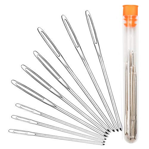 Hekisn Large-Eye Blunt Needles, 9 Piece Stainless Steel Yarn Knitting Needles, Sewing Needles, Crafting Knitting Weaving Stringing Needles,Perfect for Finishing Off Crochet Projects (Silver) (9)