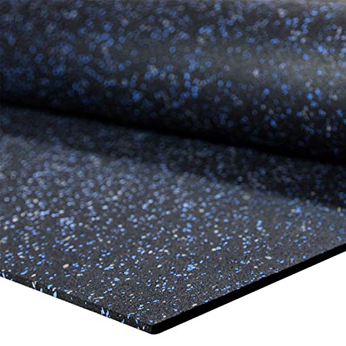 IncStores 1/4' Tough Rubber Roll (4' x 10') - Excellent Gym Floor mats for Medium/Large Equipment and Light/Moderate Free Weights (1 Mat - 4'x10' Blue/Grey)