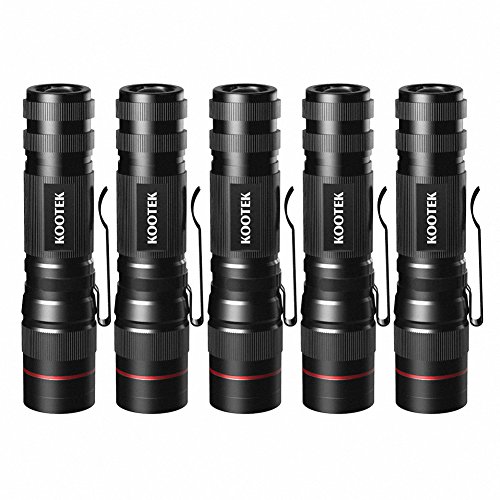 Kootek 5 Pack Super Mini Flashlights LED Waterproof Zoomable Bright Flashlight for Kids Child Outdoor Hiking Biking Camping Cycling Emergency Light (0.83 Inch Wide)